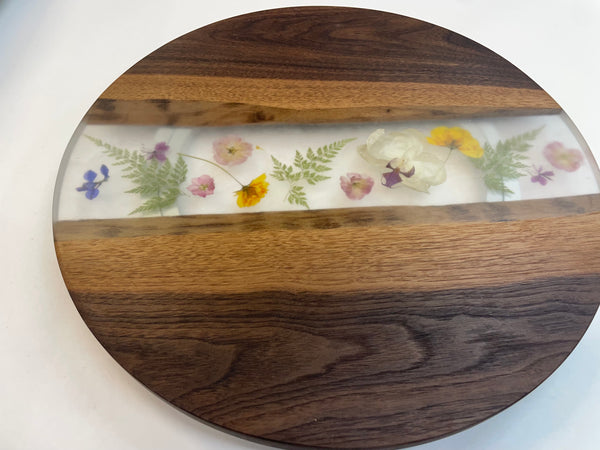 "Busy Susan"  16 1/4" Lazy Susan with Epoxy and Dried Flowers -  BS56