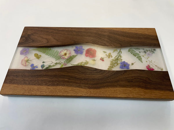 Charcuterie Board with Epoxy and Flowers - CHWF22