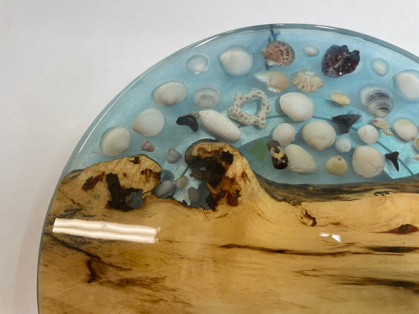 "Busy Susan"  12" Lazy Susan with Epoxy, Shells, Shark Teeth -  BS88