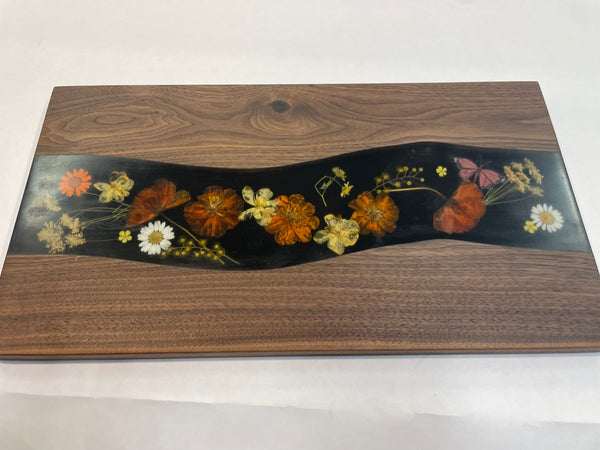 Charcuterie Board with Epoxy and Dried Flowers- CHWF25