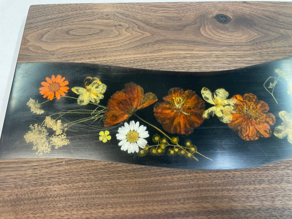 Charcuterie Board with Epoxy and Dried Flowers- CHWF25