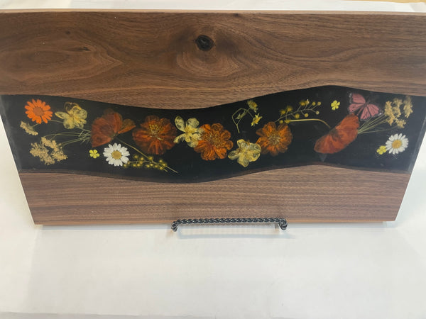 Charcuterie Board with Epoxy and Dried Flowers- CHWF25