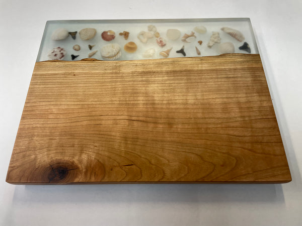 Charcuterie Board with Epoxy and Sea Shells- CHCS28