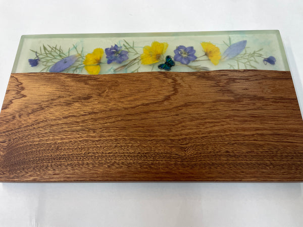 Charcuterie Board with Epoxy and Dried Flowers- CHOF28