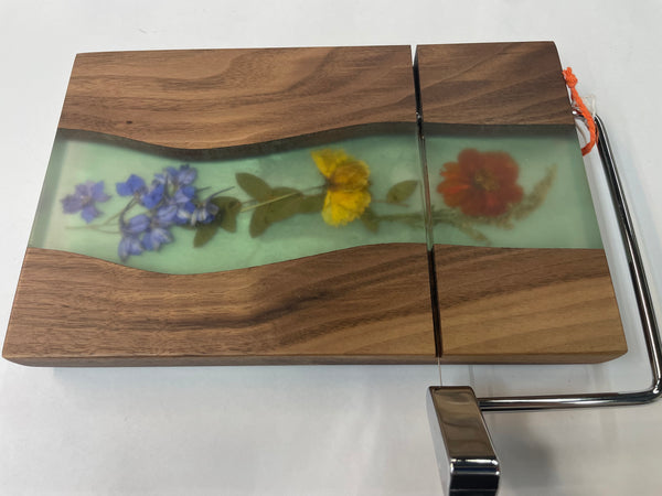 Cheese Slicer with Dried Flowers and Epoxy - SWF28