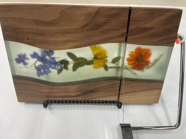 Cheese Slicer with Dried Flowers and Epoxy - SWF28