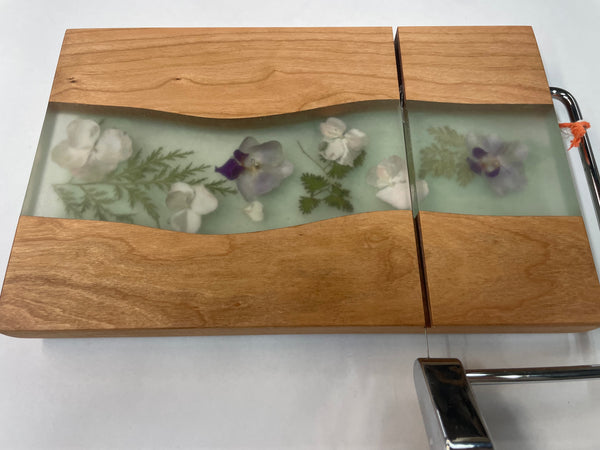 Cheese Slicer with Dried Flowers and Epoxy - SCF26