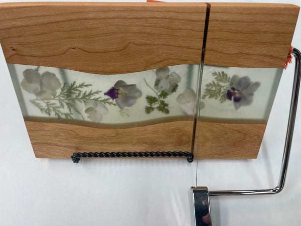 Cheese Slicer with Dried Flowers and Epoxy - SCF26