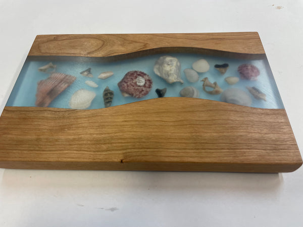 Charcuterie Board with Epoxy and Sea Shells- CHCS29