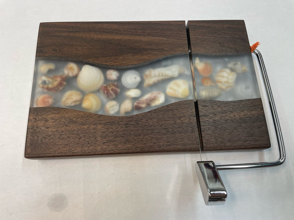 Cheese Slicer with Epoxy and Seashells - SSW36